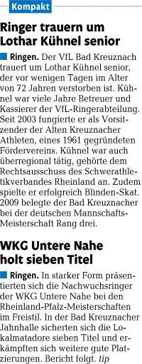 Trauer um Lothar Khnel Sen.